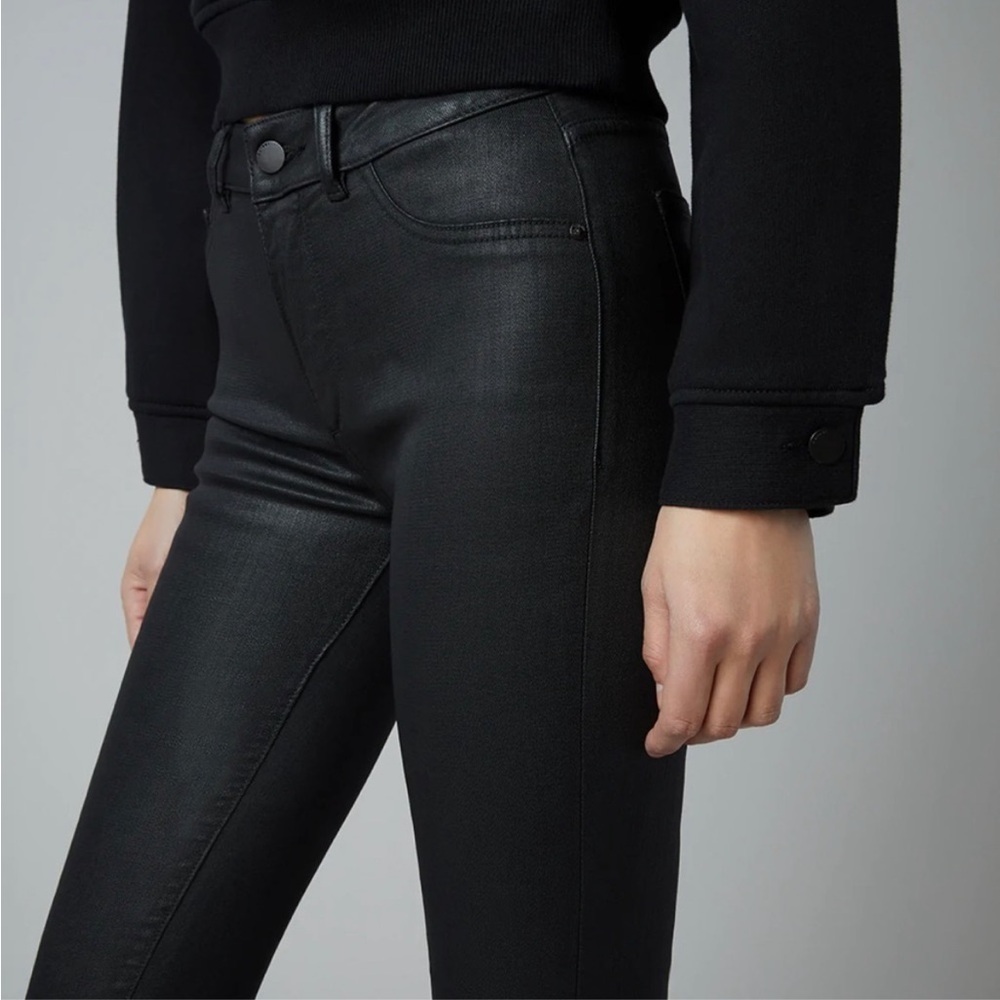 DL1961 Florence Ankle Instasculpt Skinny Mid Rise  - Marin black coated denim
